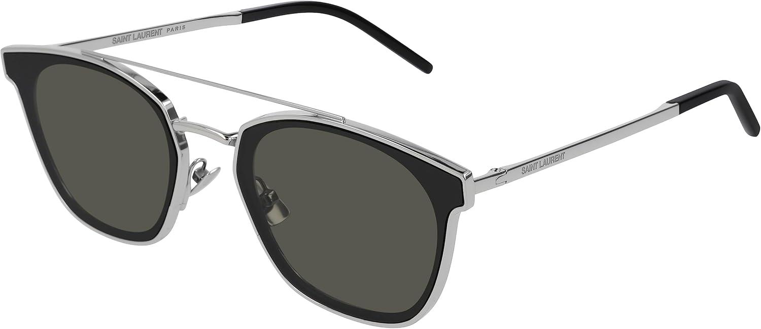 Saint Laurent Sl 28 Sonnenbrille In Silber – Frontansicht Auf Weißem Hintergrund