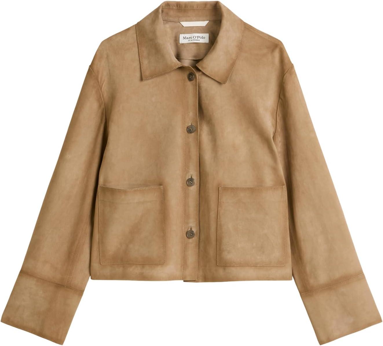 Vorderansicht Der Leder Hemdjacke In Beige