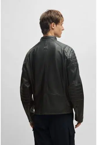 Elegante Herrenlederjacke Aus Weichem Material Auf Bügel