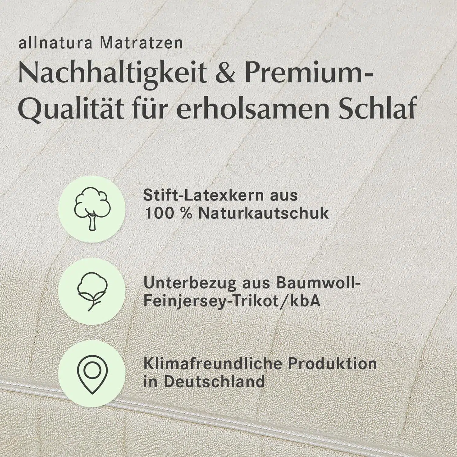 Detailaufnahme Des Atmungsaktiven Bio-Baumwollbezugs Der Matratze