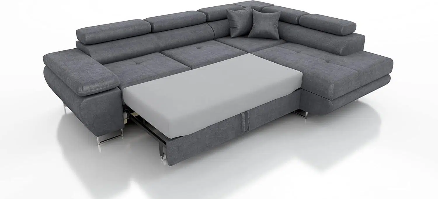 Robin Saturn Ecksofa In L-Form Mit Schlaffunktion Im Wohnzimmer