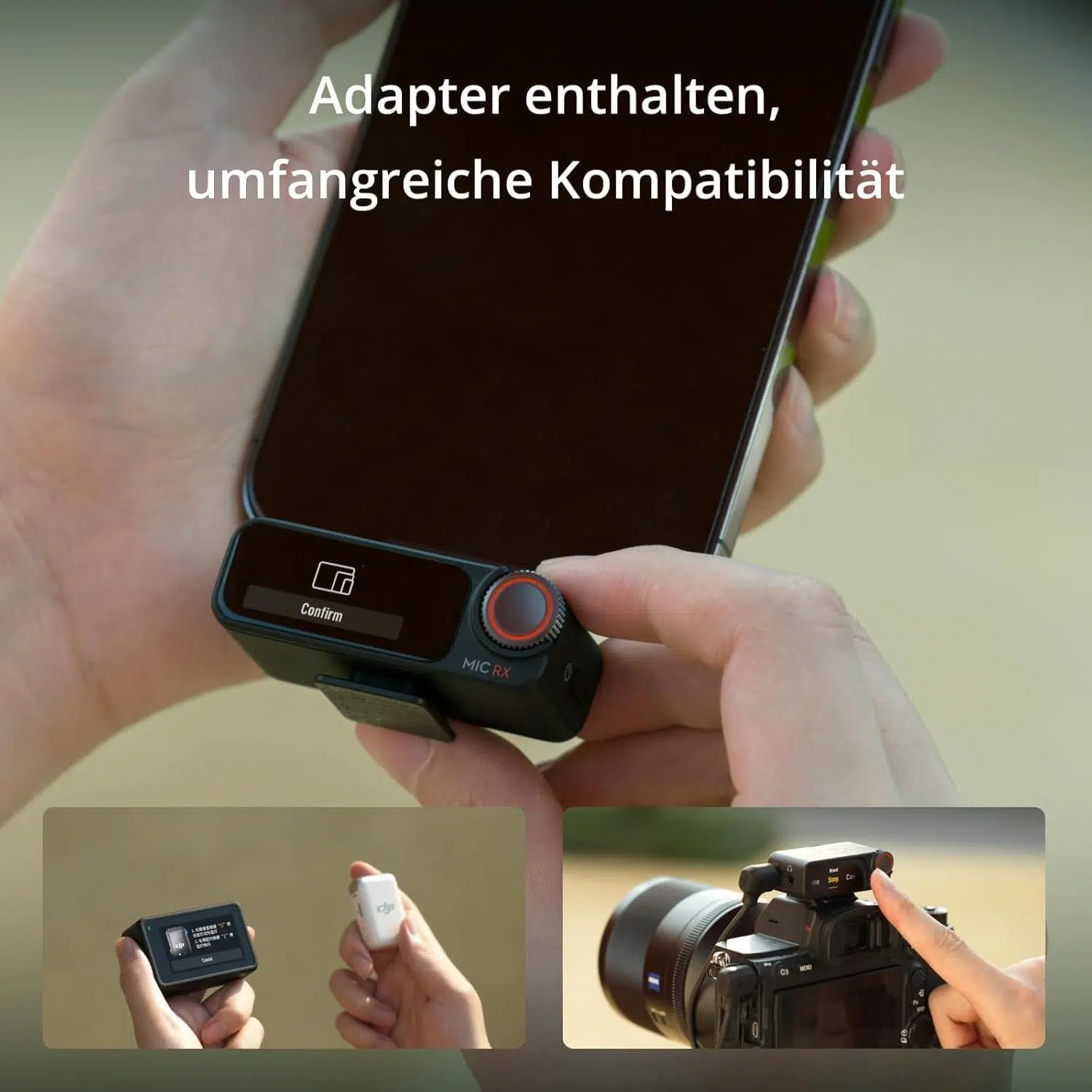 Empfänger Mit Usb-C-Stecker, Angeschlossen An Eine Spiegellose Kamera