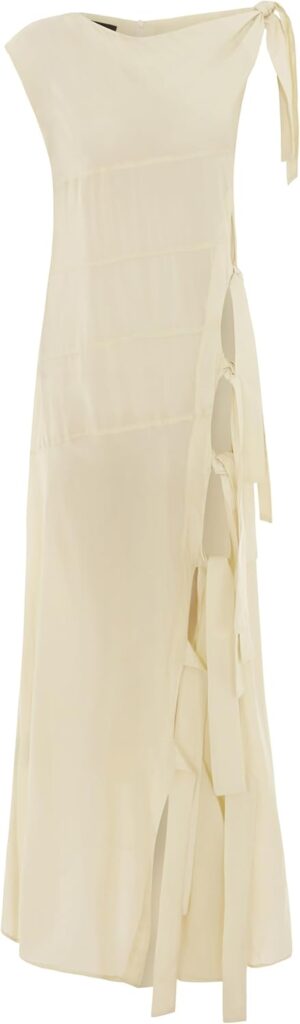 💫 EUDON CHOI Gemma Kleid – Ein Mode-Statement der Extraklasse 💫 2 EUDON CHOI Gemma Kleid in hellem Limettengrün mit asymmetrischem Schlitz
