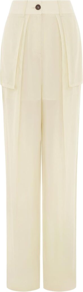 ✨ EUDON CHOI Carmela Hose – Die perfekte Fusion aus Kunst & Komfort 🍋 2 EUDON CHOI Carmela Hose aus transparentem Taft in Zitronengelb – Vorderansicht