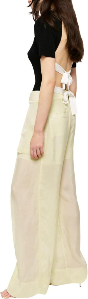 ✨ EUDON CHOI Carmela Hose – Die perfekte Fusion aus Kunst & Komfort 🍋 3 EUDON CHOI Carmela Hose mit hoher Taille und plissierten Details – Seitenansicht