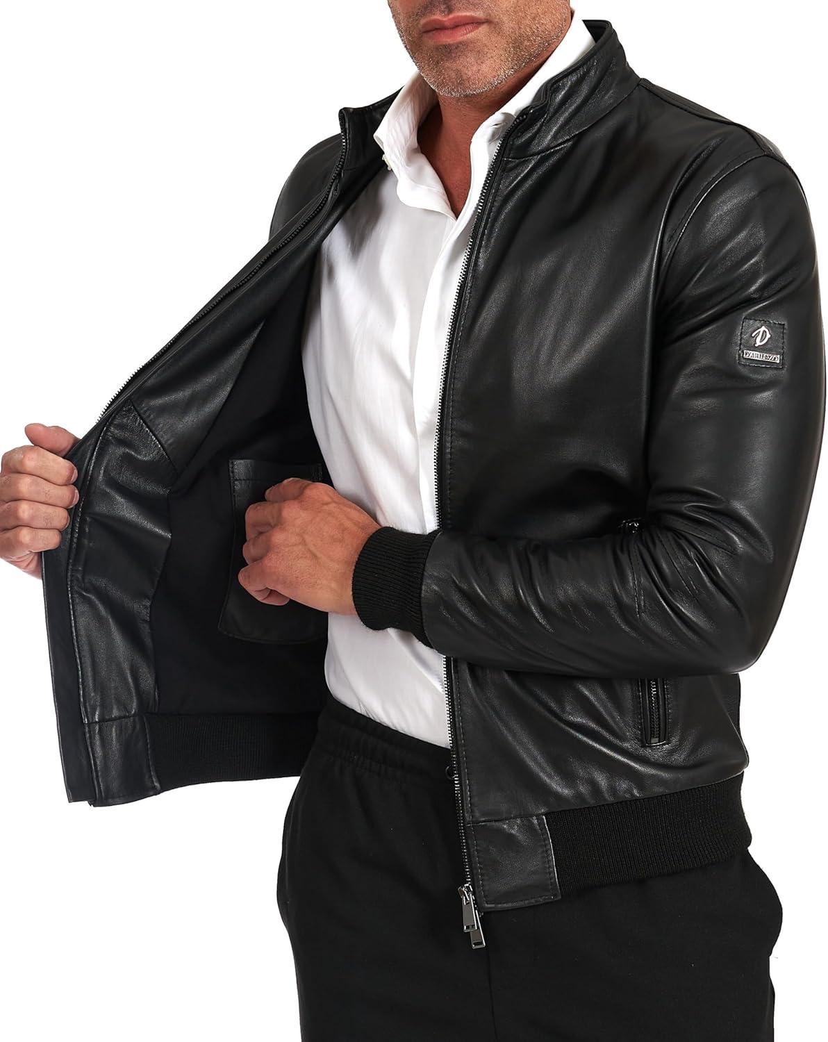 D'Arienzo Herren Bomberjacke aus echtem Leder – Made in Italy, Schwarz 1 6109 81 Pwyymr5L. Ac Sl1500