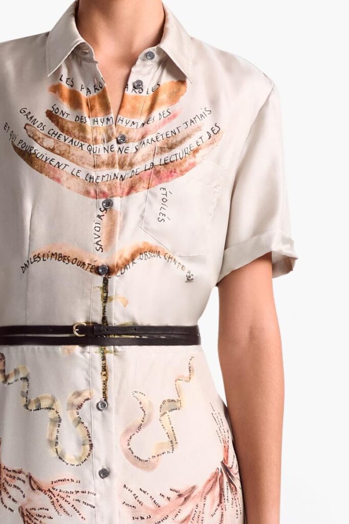 😊 Altuzarra Kiera Kleid– eine Seelenverbindung aus Seide ✨ 2 Altuzarra Kiera Kleid Mondlicht Figurativ – Frontansicht In 100 % Seide