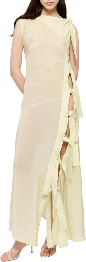 💫 EUDON CHOI Gemma Kleid – Ein Mode-Statement der Extraklasse 💫 4 Modell trägt das EUDON CHOI Gemma Kleid mit Schleifendetails
