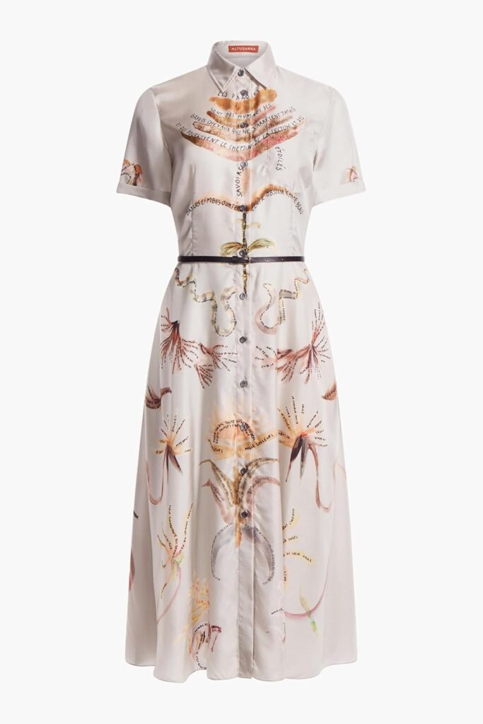 😊 Altuzarra Kiera Kleid– eine Seelenverbindung aus Seide ✨ 5 Altuzarra Kiera Kleid Mondlicht Figurativ – Rückansicht Mit Fließender A‑Linie