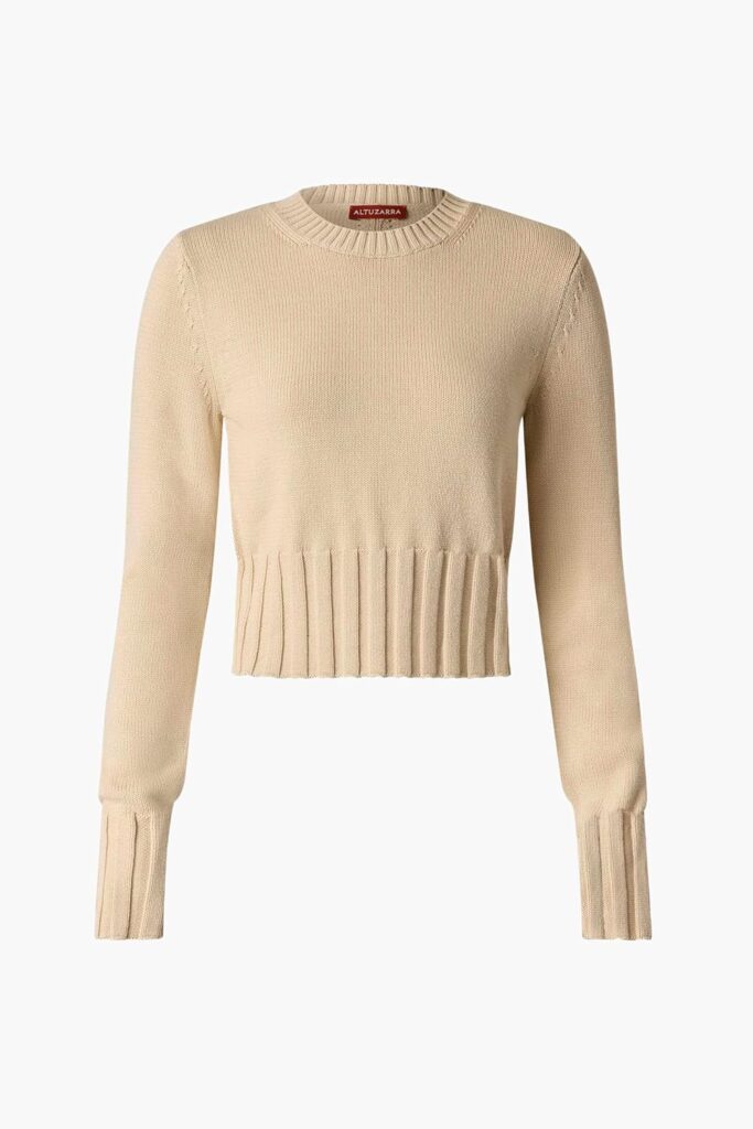 Altuzarra Pullover Livvy In Antike Perle – Vorderansicht