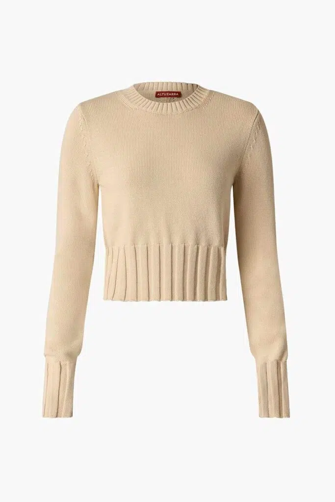 💎 Altuzarra Pullover – Luxus trifft auf Komfort 💎 3 Altuzarra Pullover Livvy In Antike Perle – Vorderansicht
