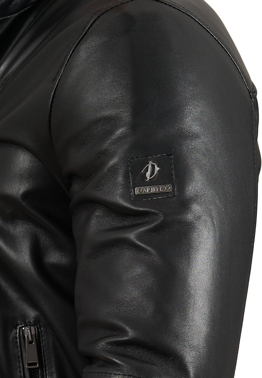 D'Arienzo Herren Bomberjacke aus echtem Leder – Made in Italy, Schwarz 2 D'Arienzo Bomberjacke Herren Aus Echtem Leder – Schwarze Jacke Made In Italy