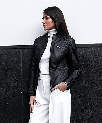 Damen-Echtlederjacke in Schwarz mit Taillenschnitt – Bestseller 2025