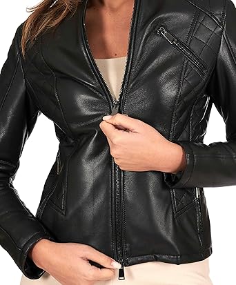 Kurze Damen-Lederjacke aus echtem Nappaleder – stylischer Klassiker