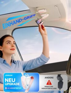 Vrouw gebruikt een auto-accessoire.